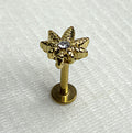 16g Gold Cannabis Leaf Crystal Flat Back Stud