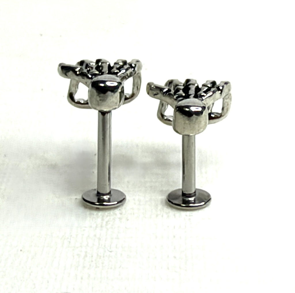 16g Steel Skeleton Hand Flat Back Stud