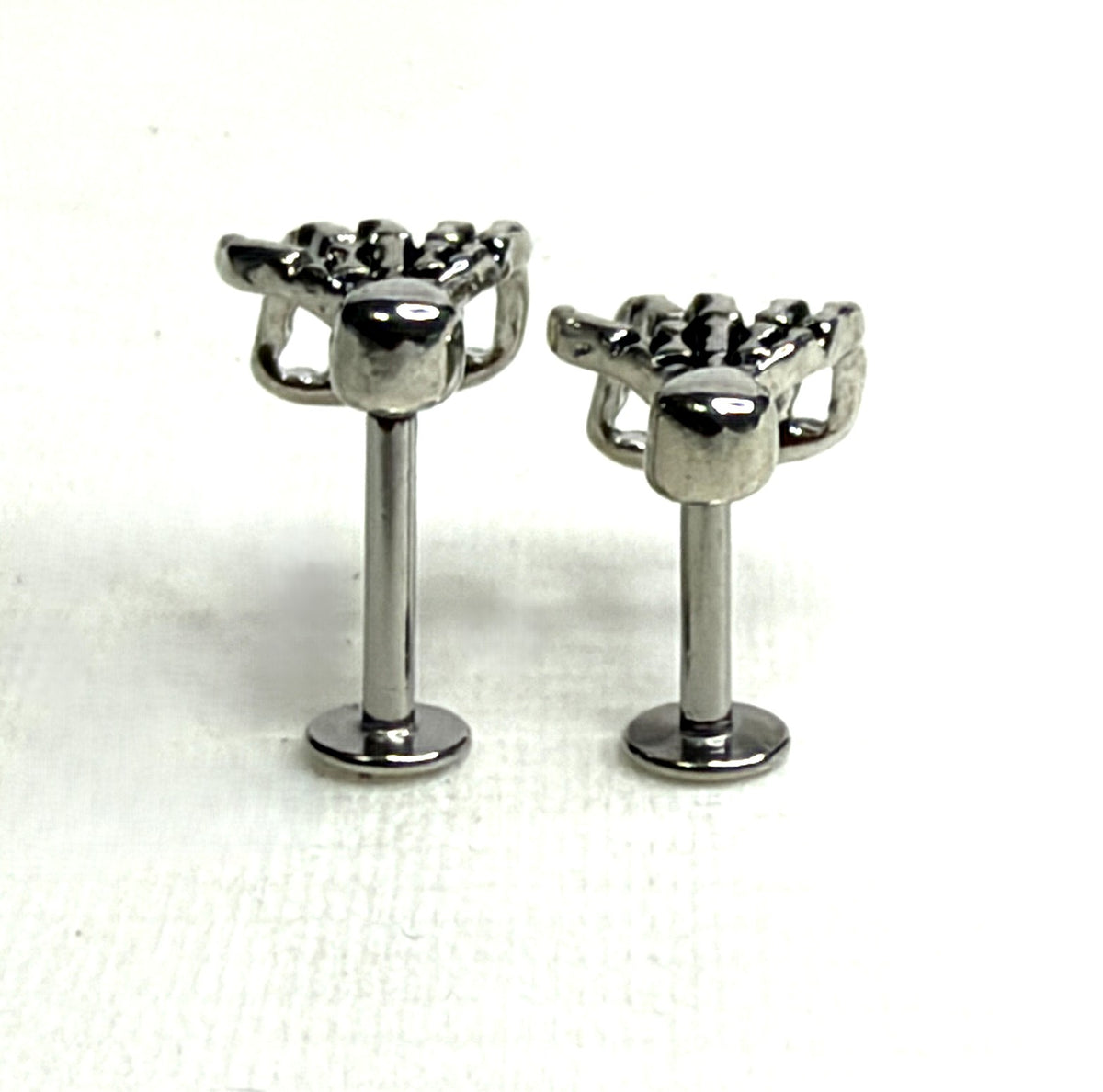 16g Steel Skeleton Hand Flat Back Stud