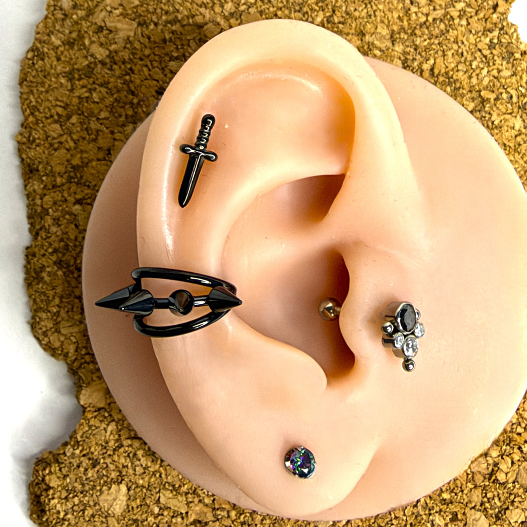 16g Titanium Dagger Flat Back Stud