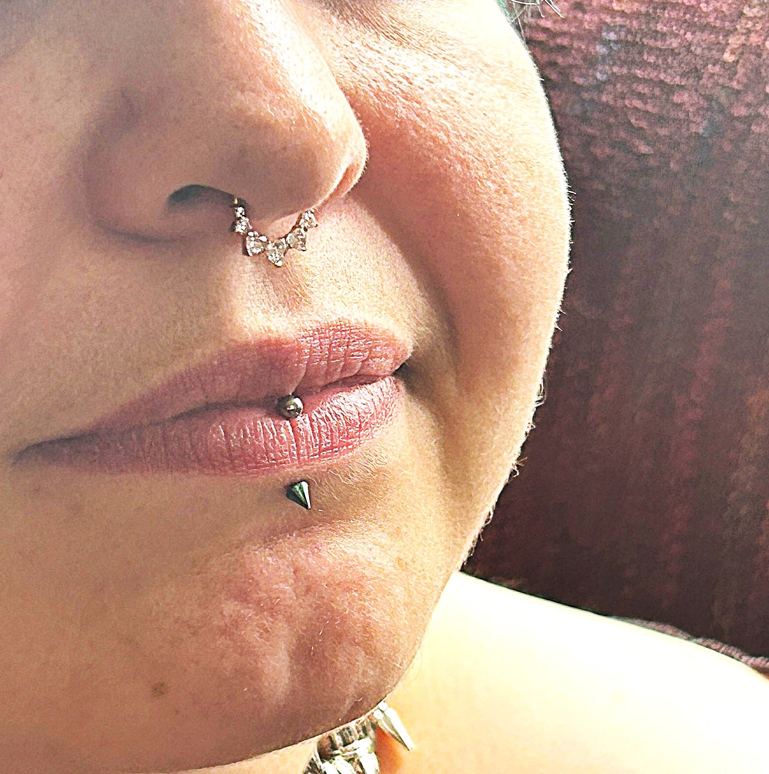 Titanium 16g Five Heart Crystal Clicker