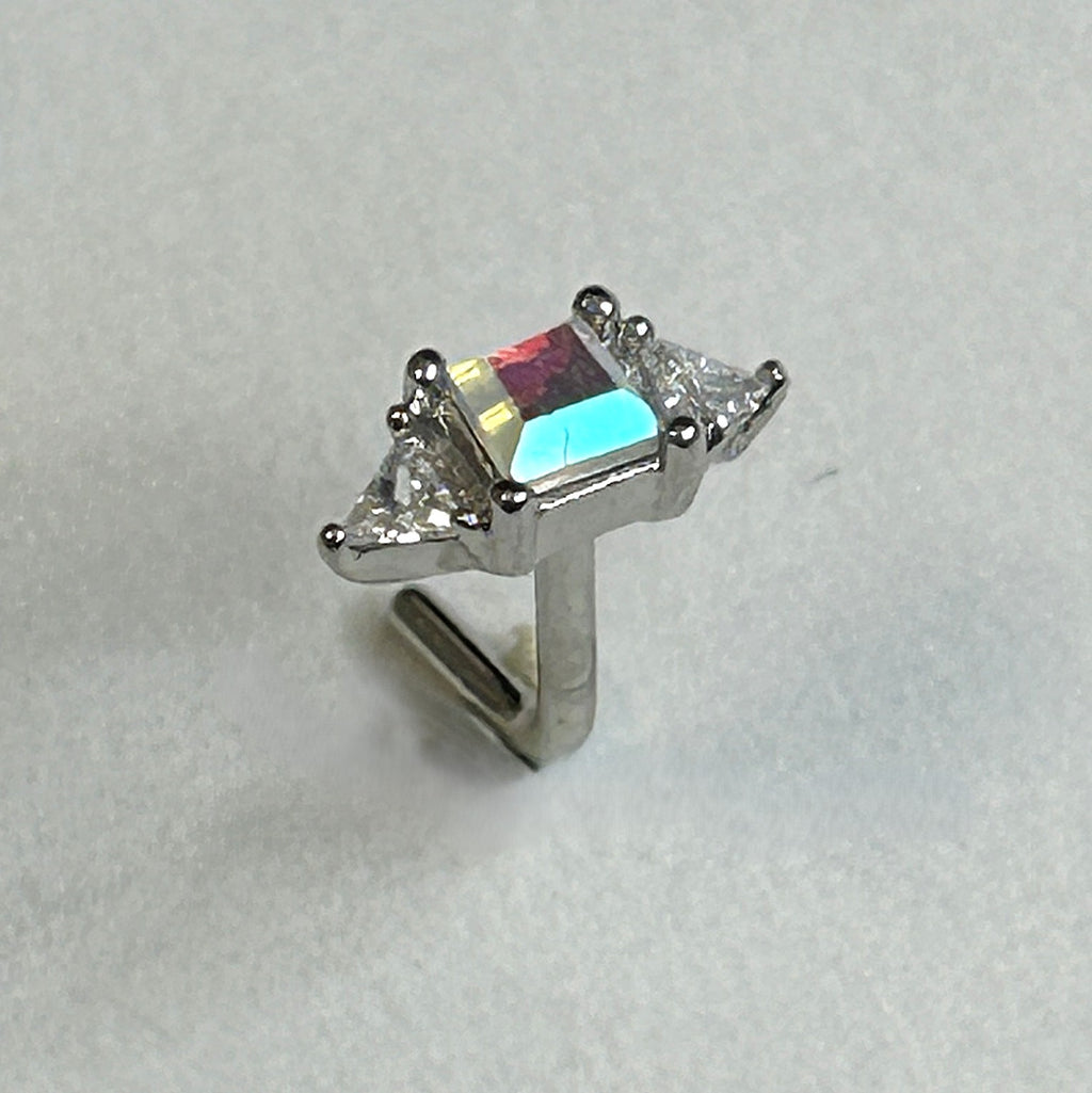 Pyramid AB Stone Nose Ring - L-Bend