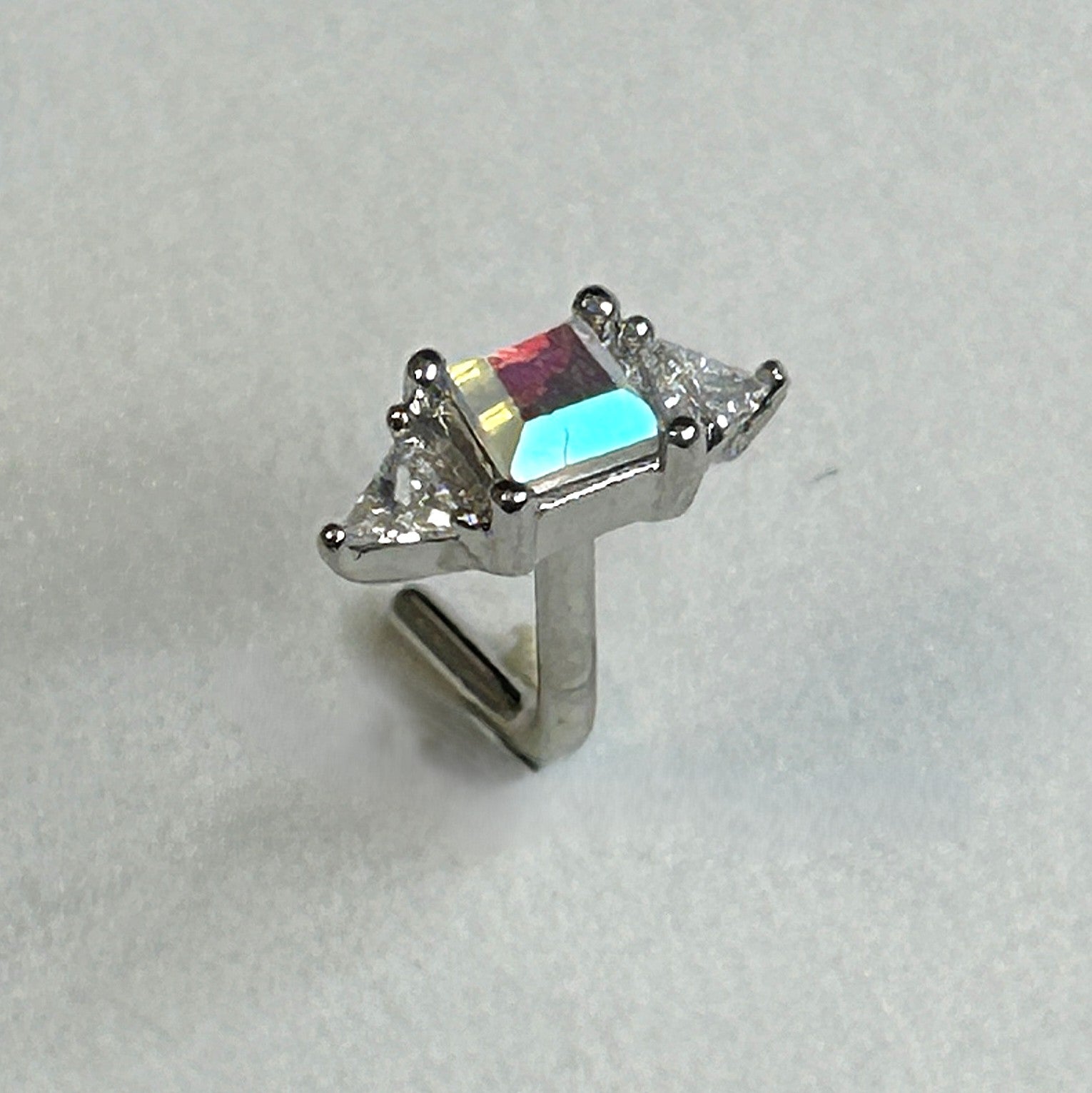 Pyramid AB Stone Nose Ring - L-Bend