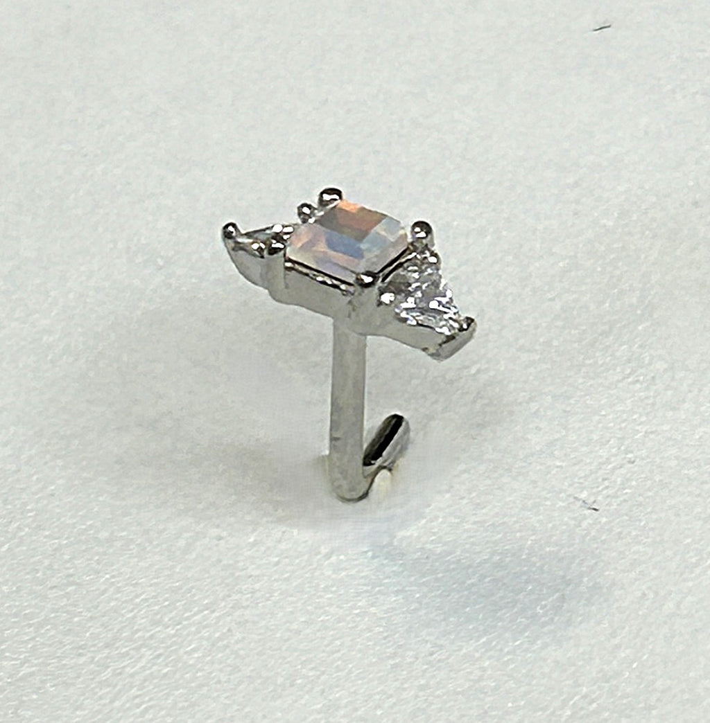 Pyramid AB Stone Nose Ring - L-Bend