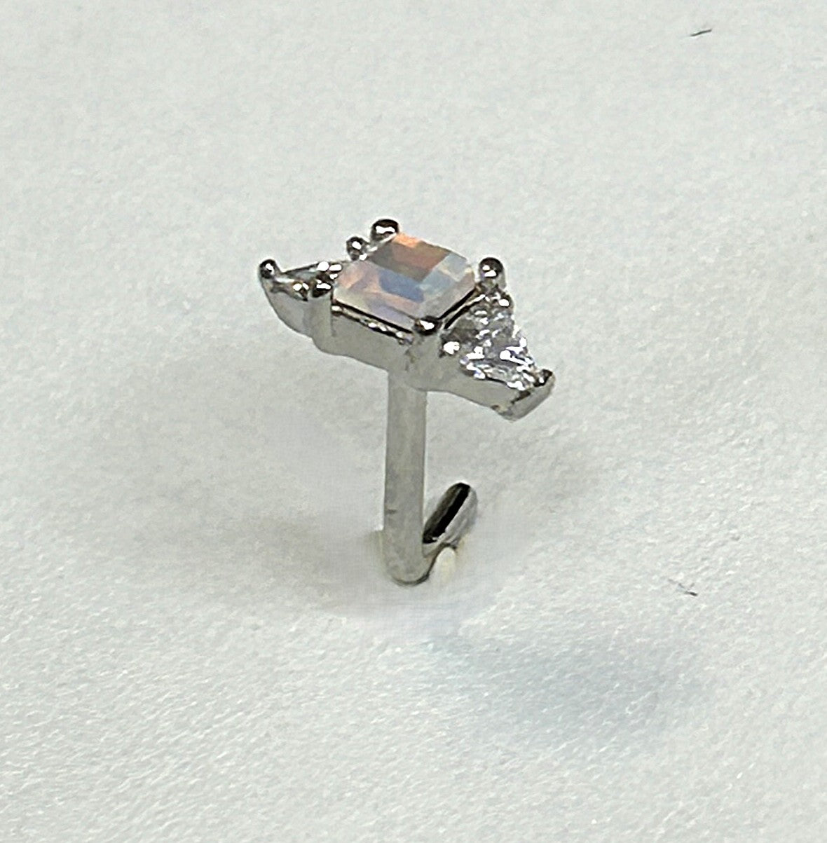 Pyramid AB Stone Nose Ring - L-Bend