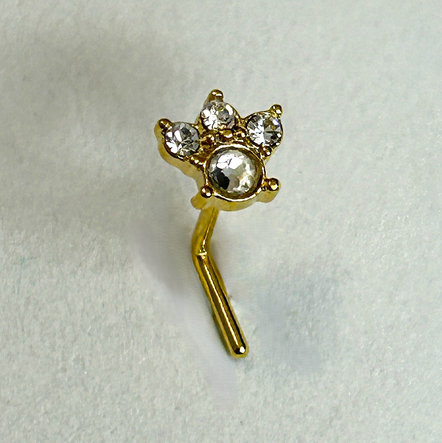 Gold Anodized Triple Dot Cluster Nose Ring — Gold L-Bend