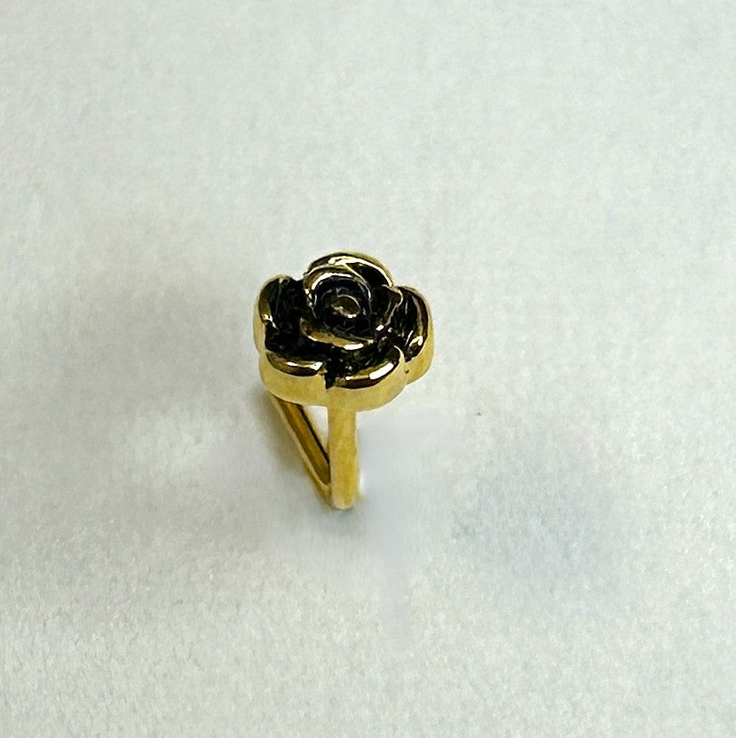 Gold Anodized Rose Nose Ring — Gold L-Bend