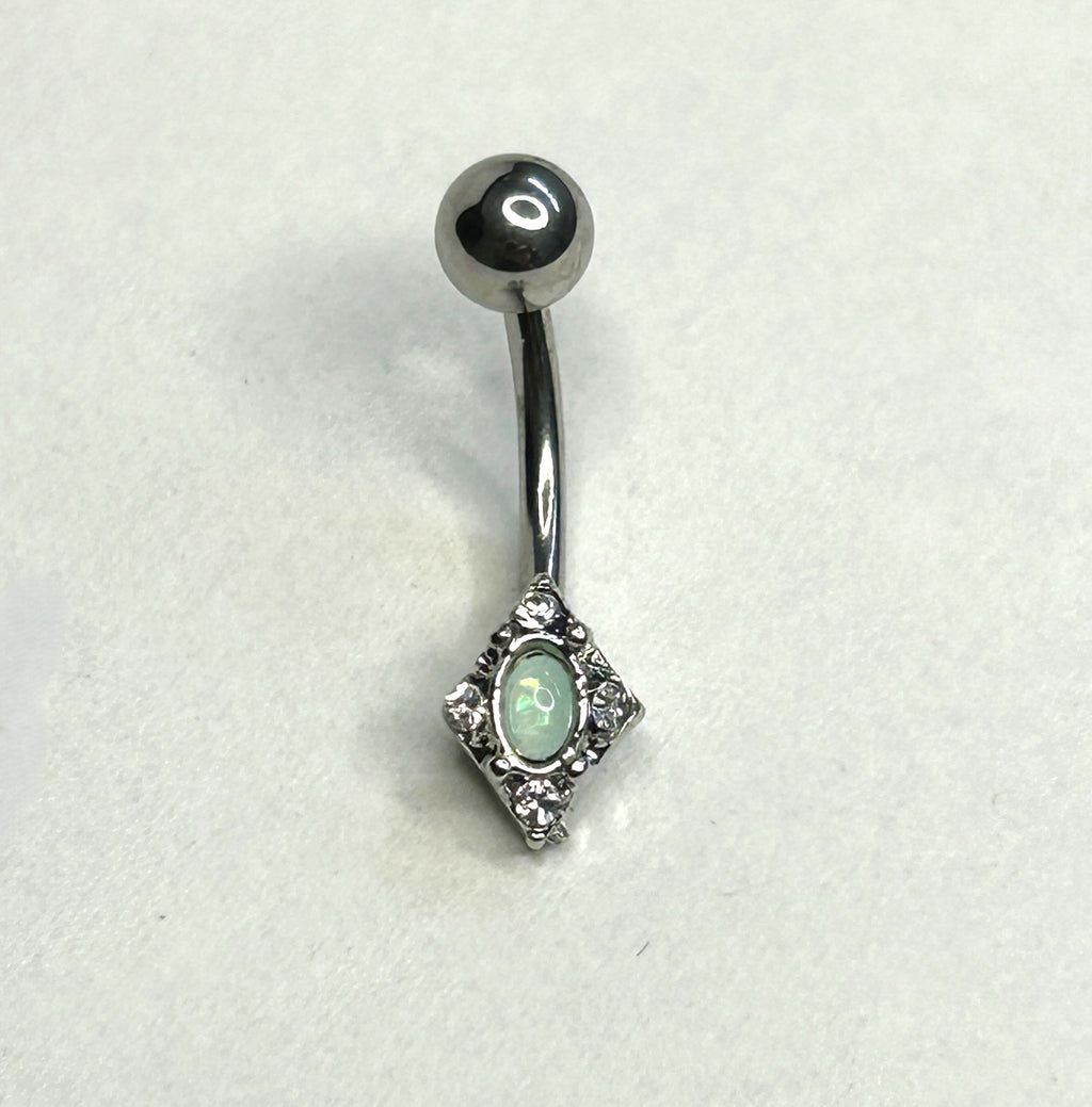 16g Ornate Opal Diamond Curved Barbell.