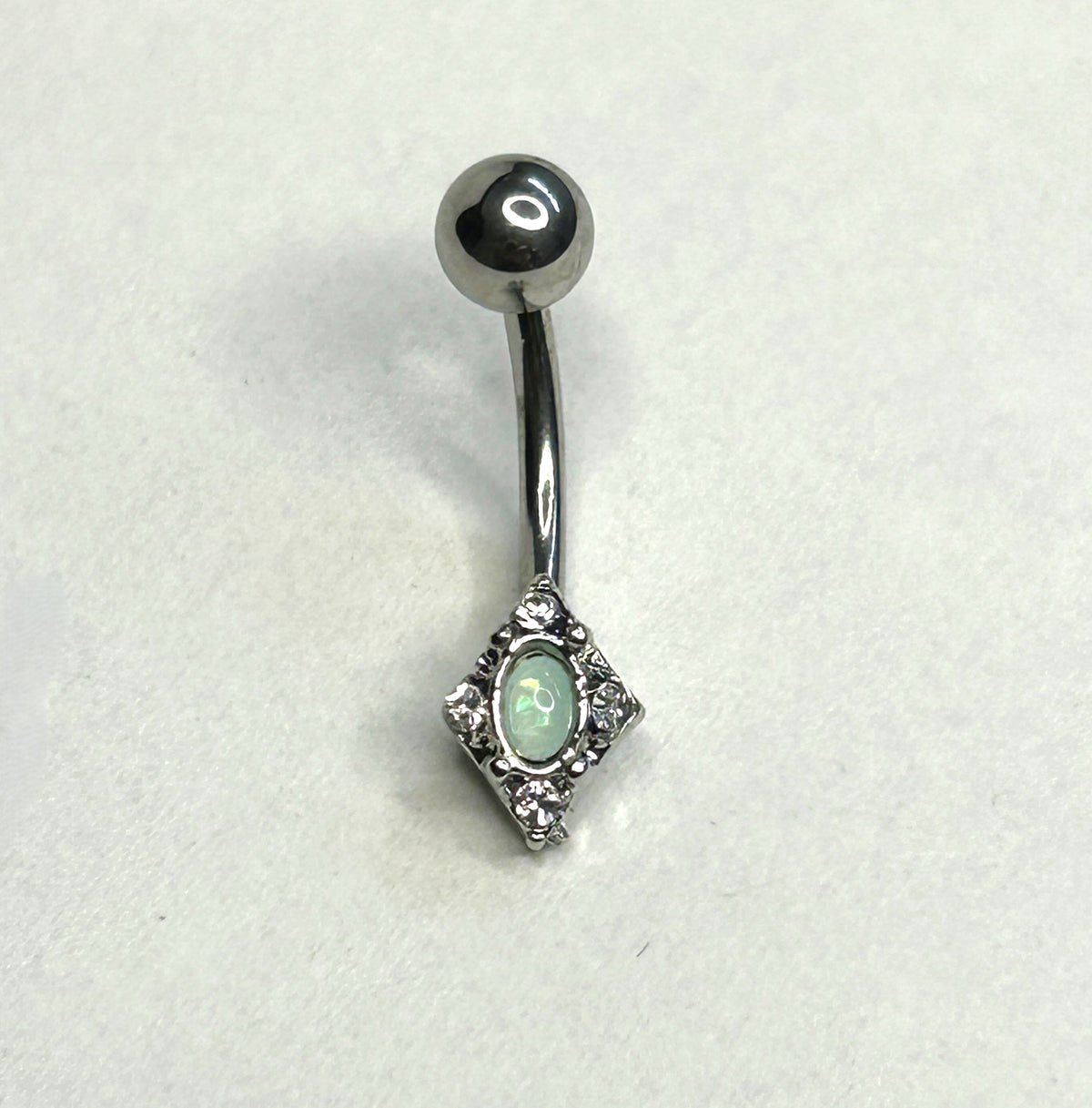 16g Ornate Opal Diamond Curved Barbell.