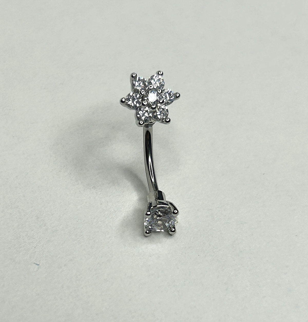 16g Steel Crystal Flower Curved Barbell