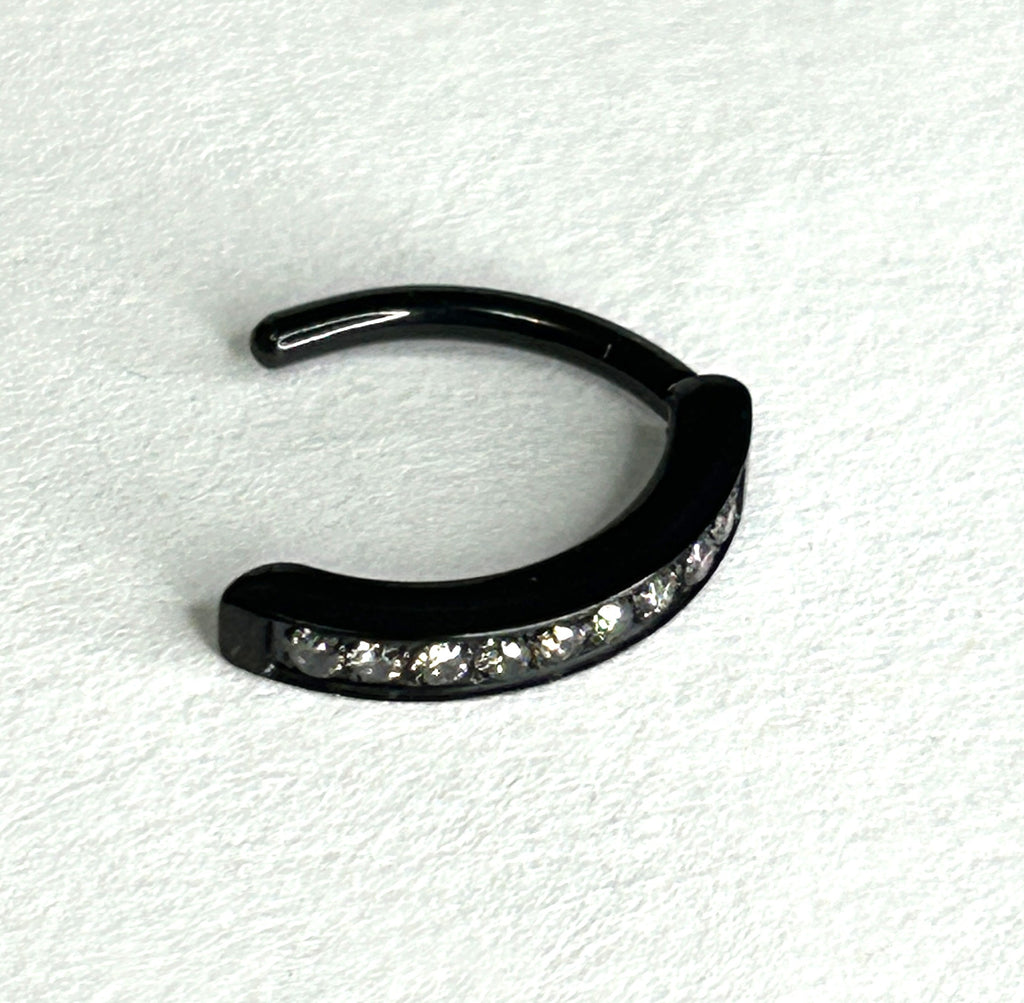Gold and Black Titanium 16g Crystal Curved Clicker
