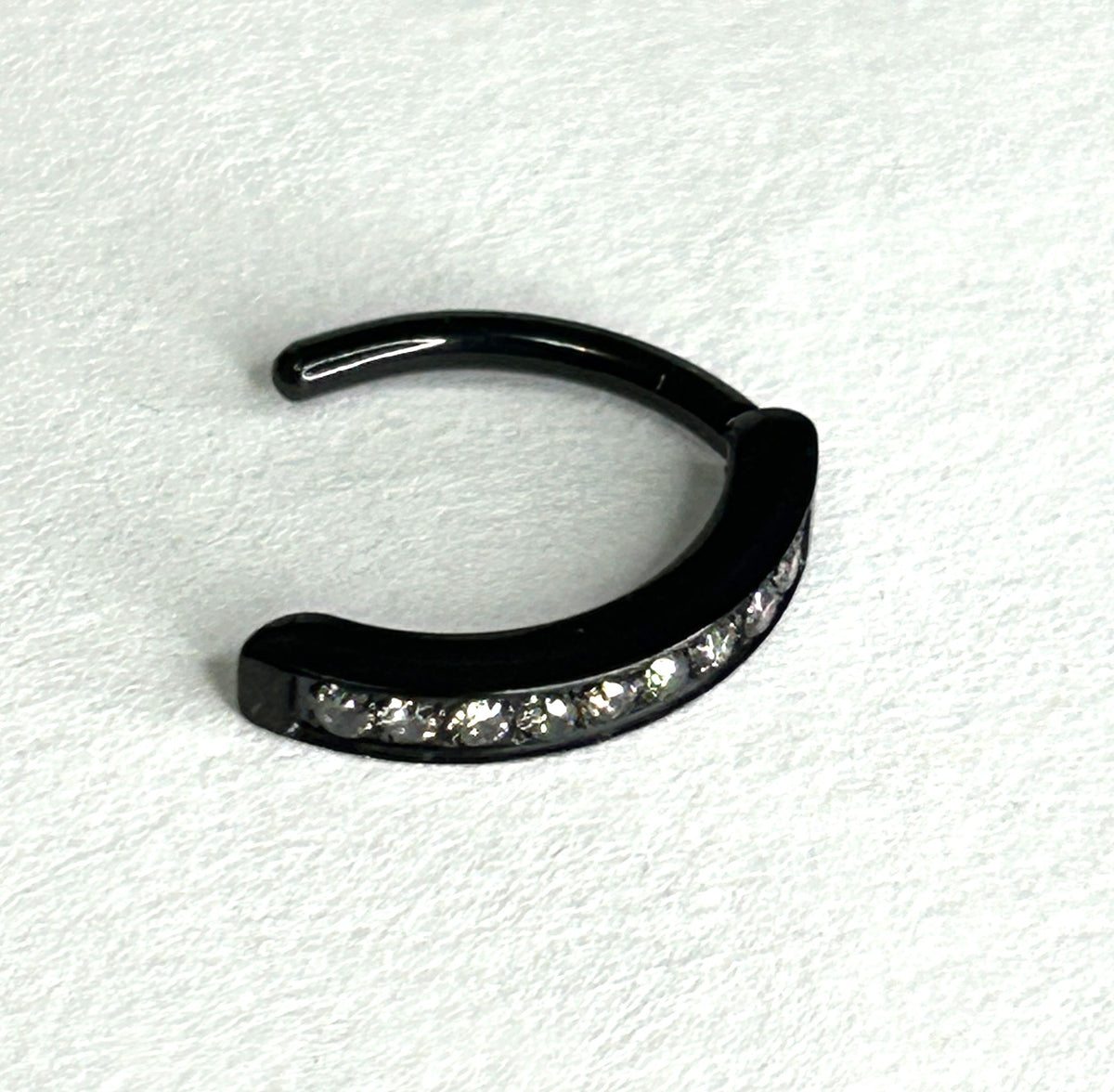 Gold and Black Titanium 16g Crystal Curved Clicker
