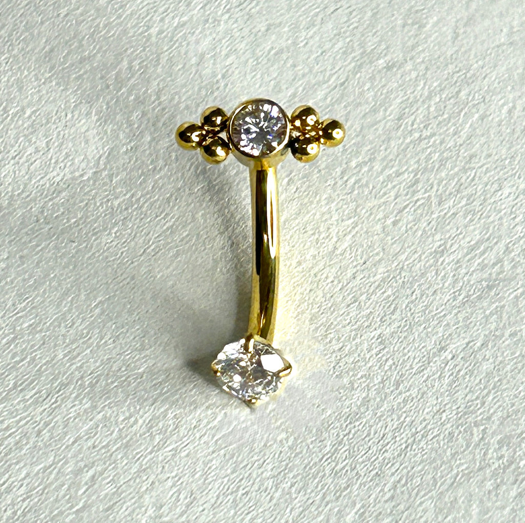 Titanium 16g Crystal Beaded Curved Barbell