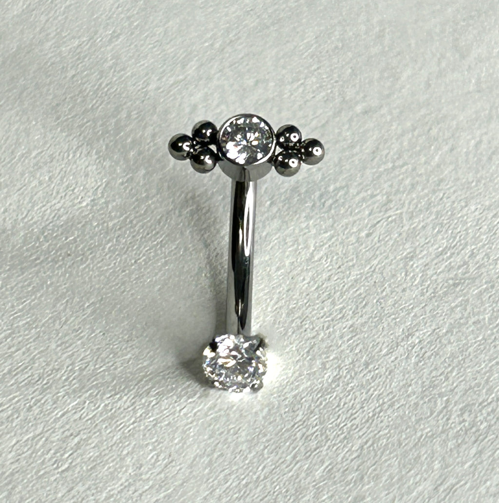 Titanium 16g Crystal Beaded Curved Barbell