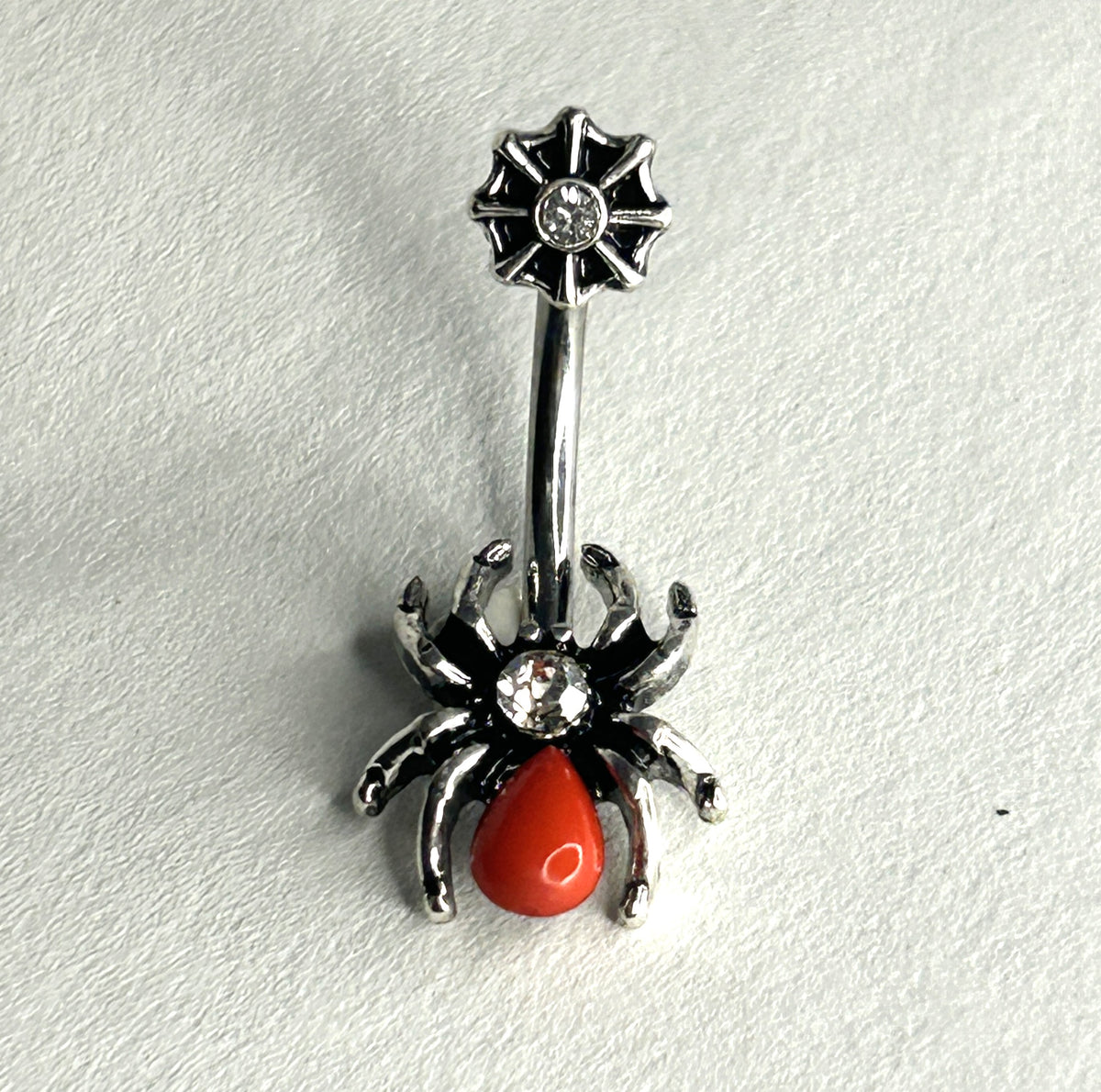14g Steel Spider &amp; Web Belly Ring