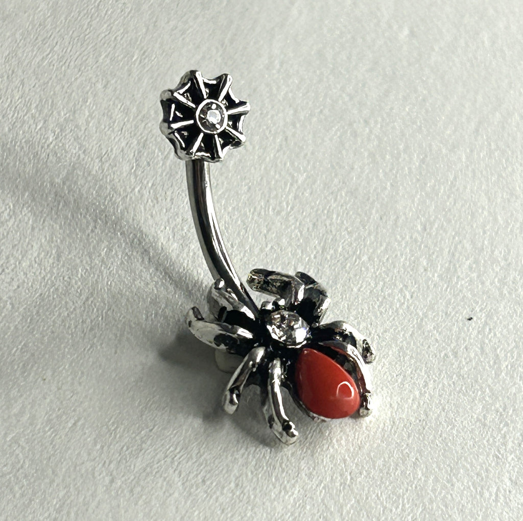 14g Steel Spider &amp; Web Belly Ring