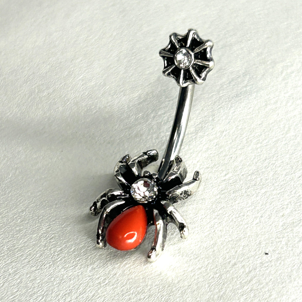 14g Steel Spider &amp; Web Belly Ring