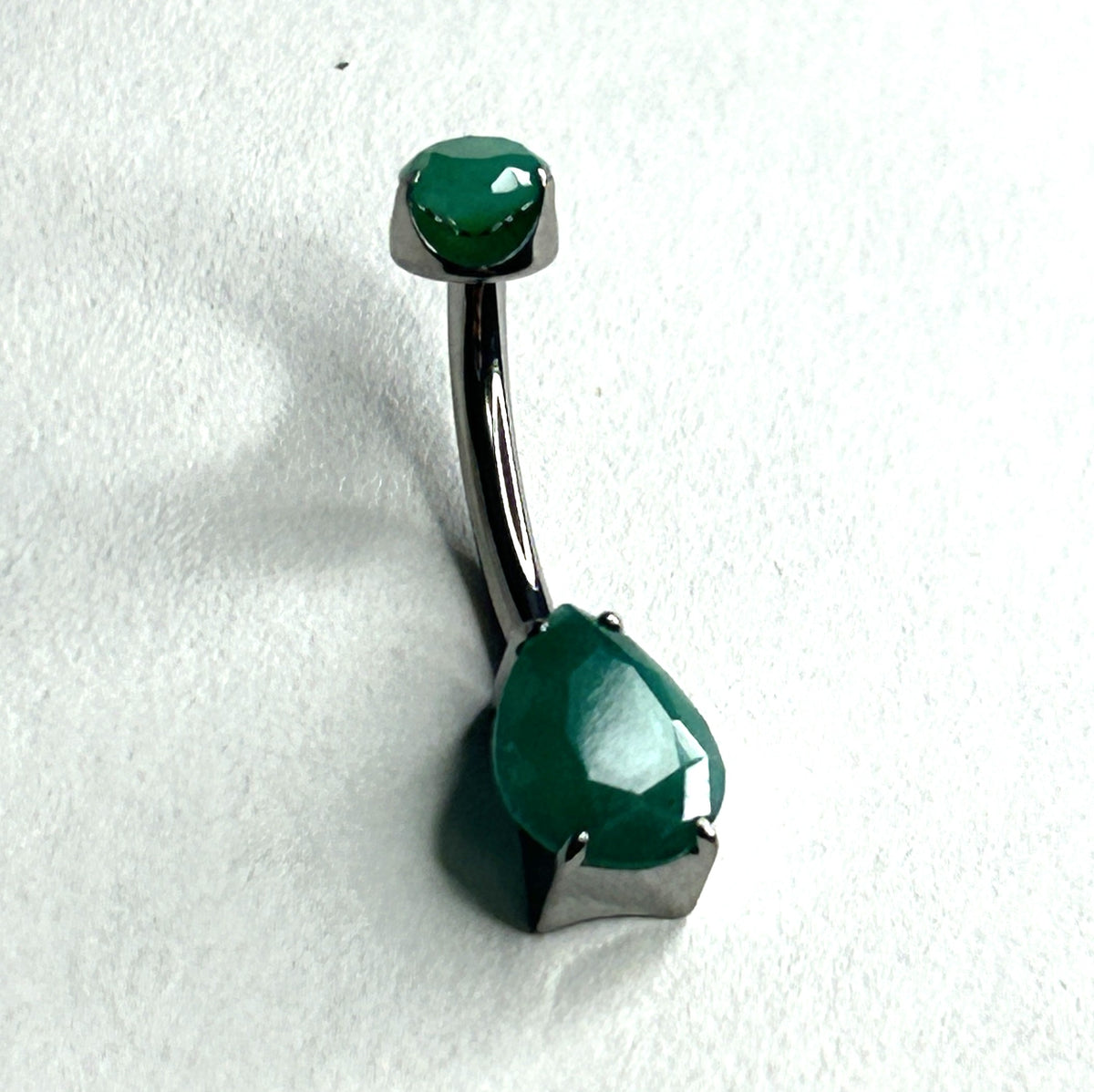 14g Titanium Green Onyx Teardrop Belly Ring