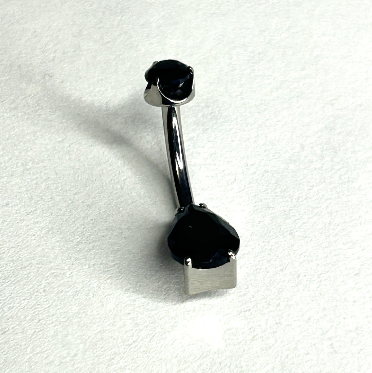 14g Titanium Black Agate Teardrop Belly Ring