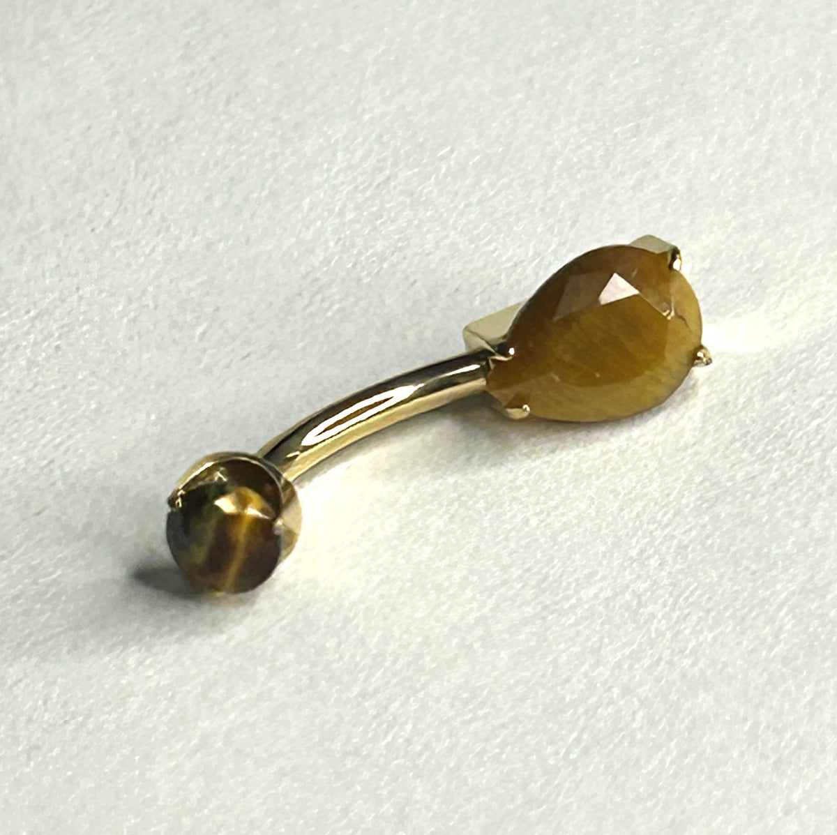 14g Titanium Tiger Eye Bead Belly Ring