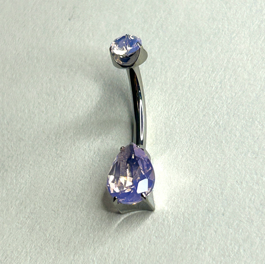 14g Titanium Rose Quartz Teardrop Belly Ring