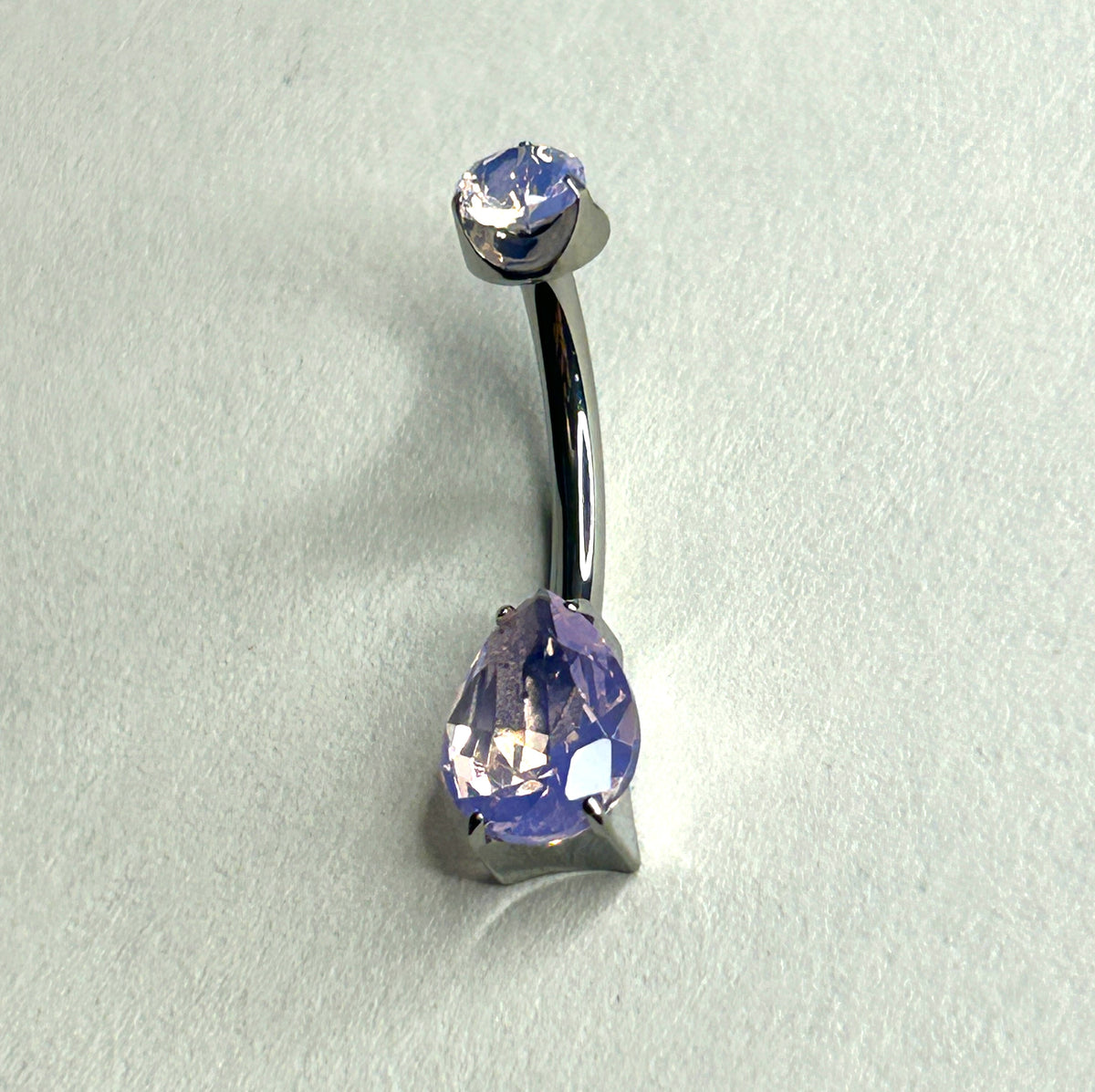 14g Titanium Rose Quartz Teardrop Belly Ring