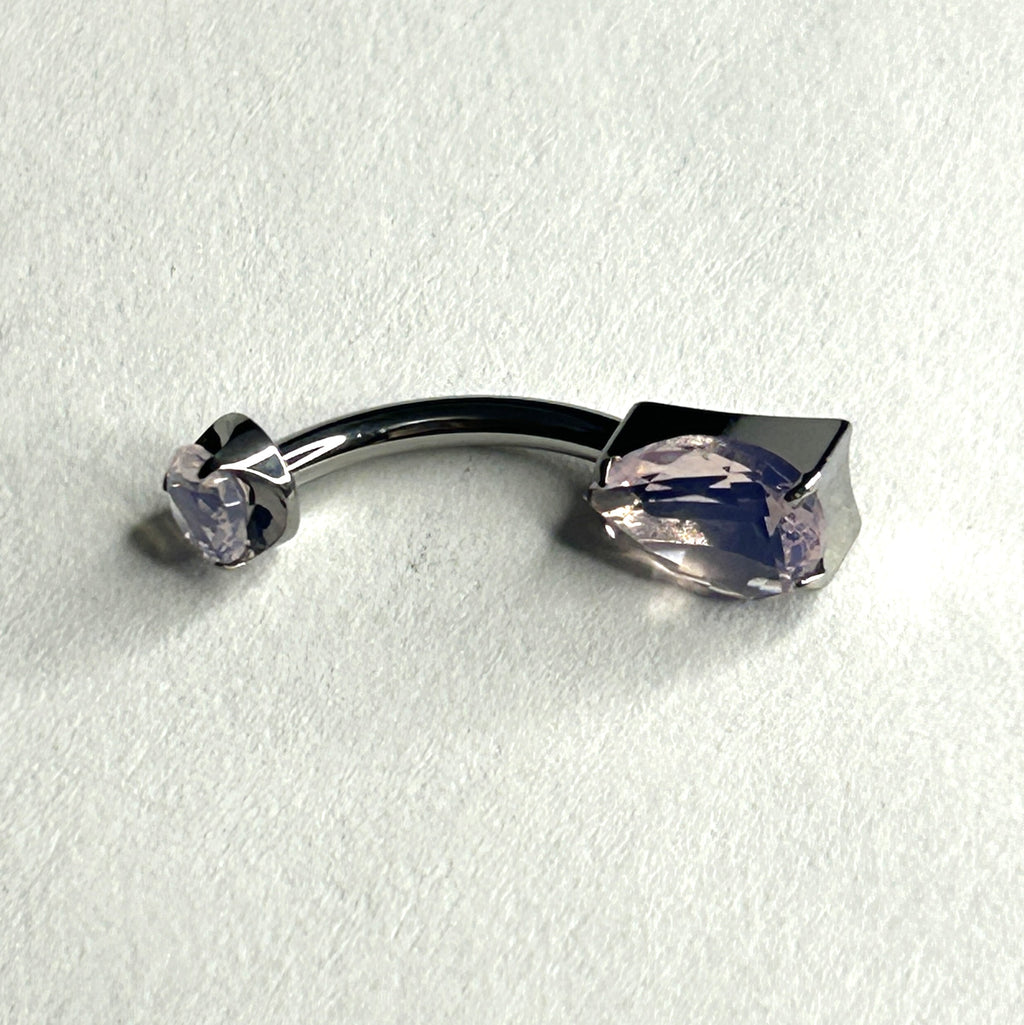 14g Titanium Rose Quartz Teardrop Belly Ring