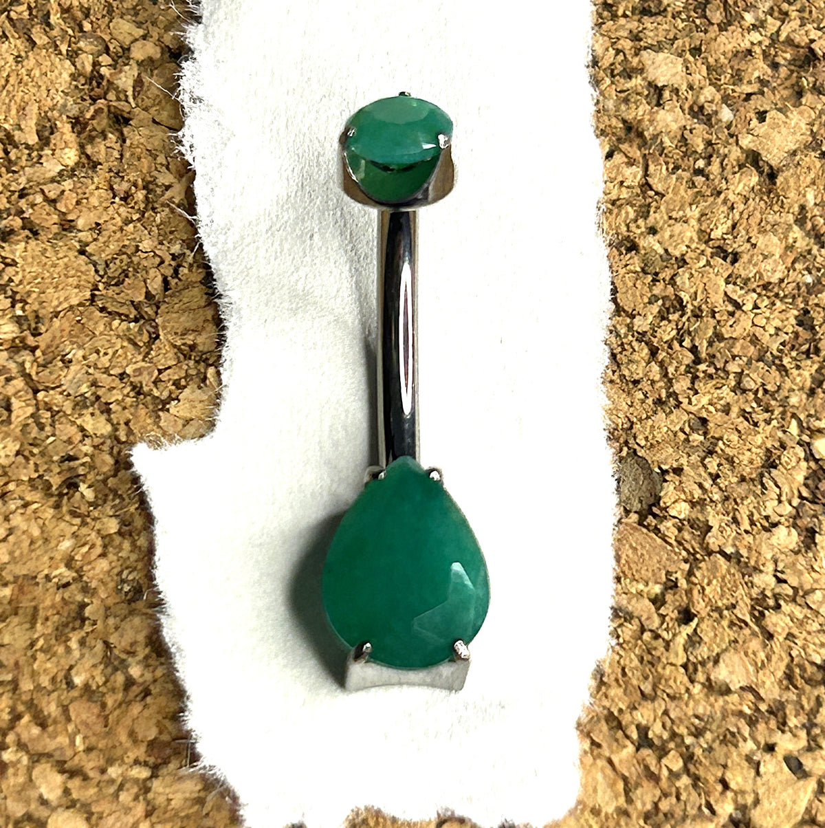 14g Titanium Green Onyx Teardrop Belly Ring