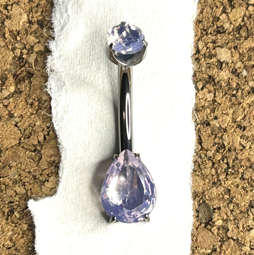 14g Titanium Rose Quartz Teardrop Belly Ring