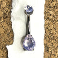 14g Titanium Rose Quartz Teardrop Belly Ring