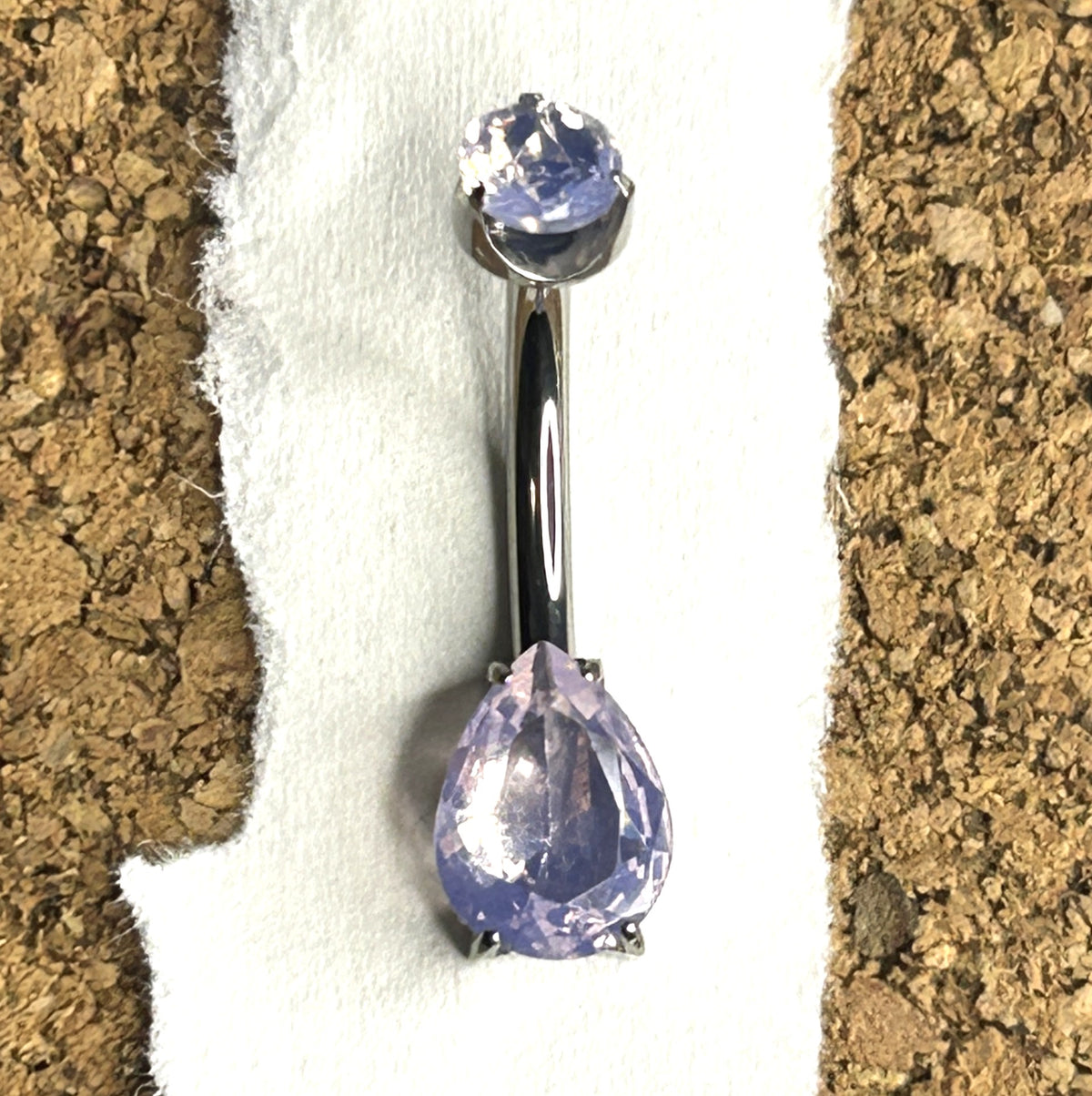 14g Titanium Rose Quartz Teardrop Belly Ring