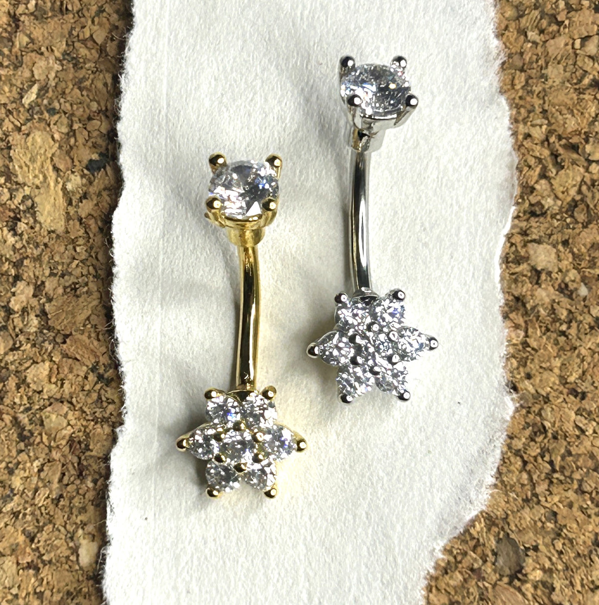16g Steel Crystal Flower Curved Barbell