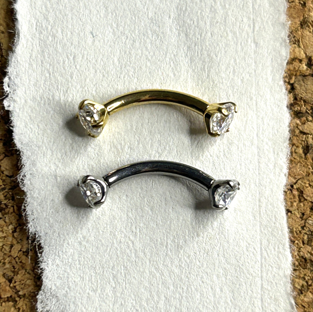 Titanium 16g Crystal Claw-Set Curved Barbell