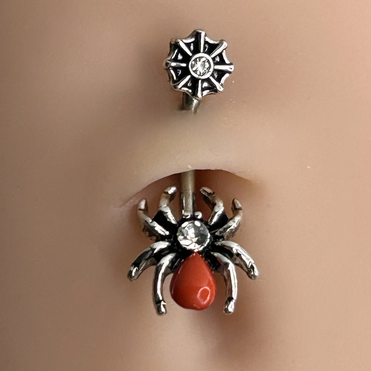 14g Steel Spider &amp; Web Belly Ring