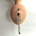 14g Surgical Steel Pentagram & Cross Dangle Belly Ring