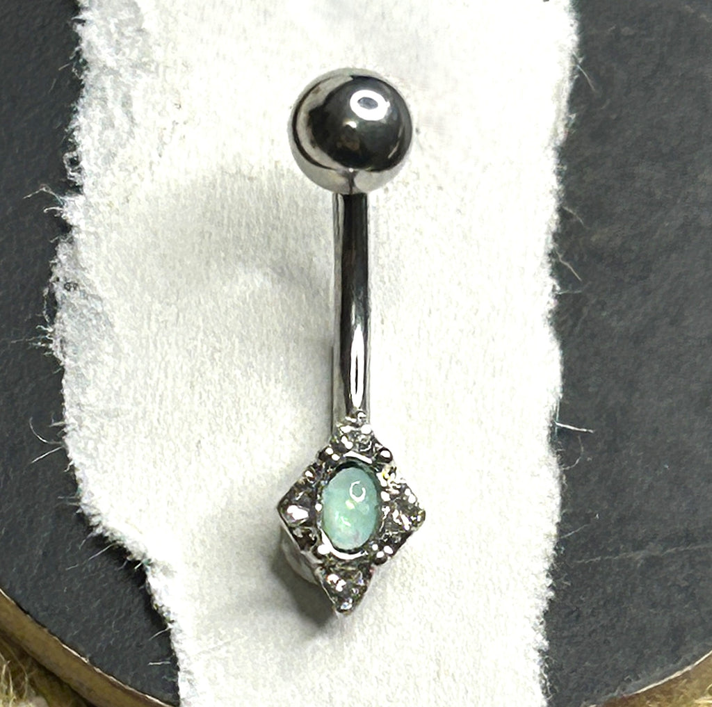 16g Ornate Opal Diamond Curved Barbell.