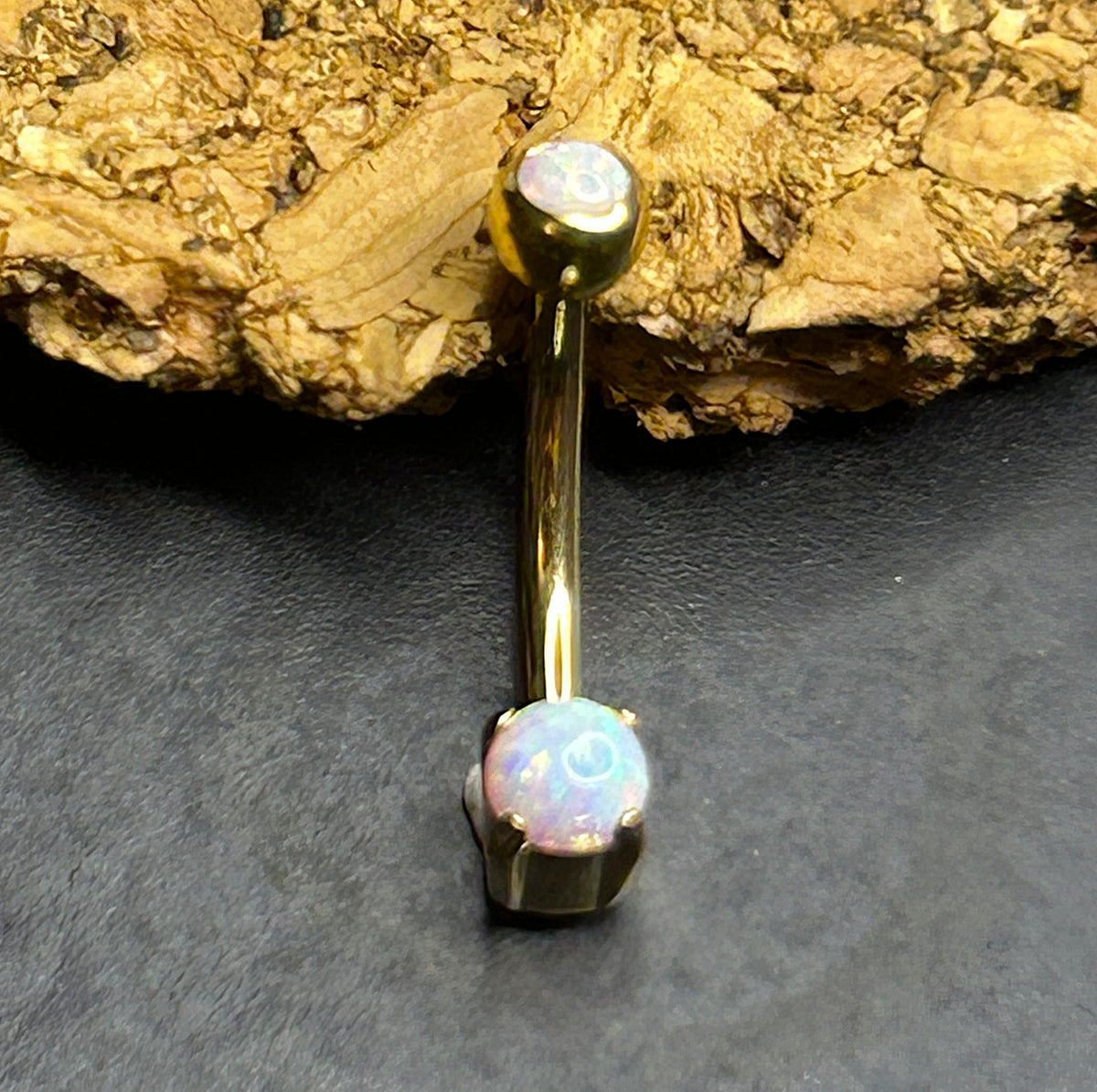 16g Flat Bottom Opal Curved Barbell