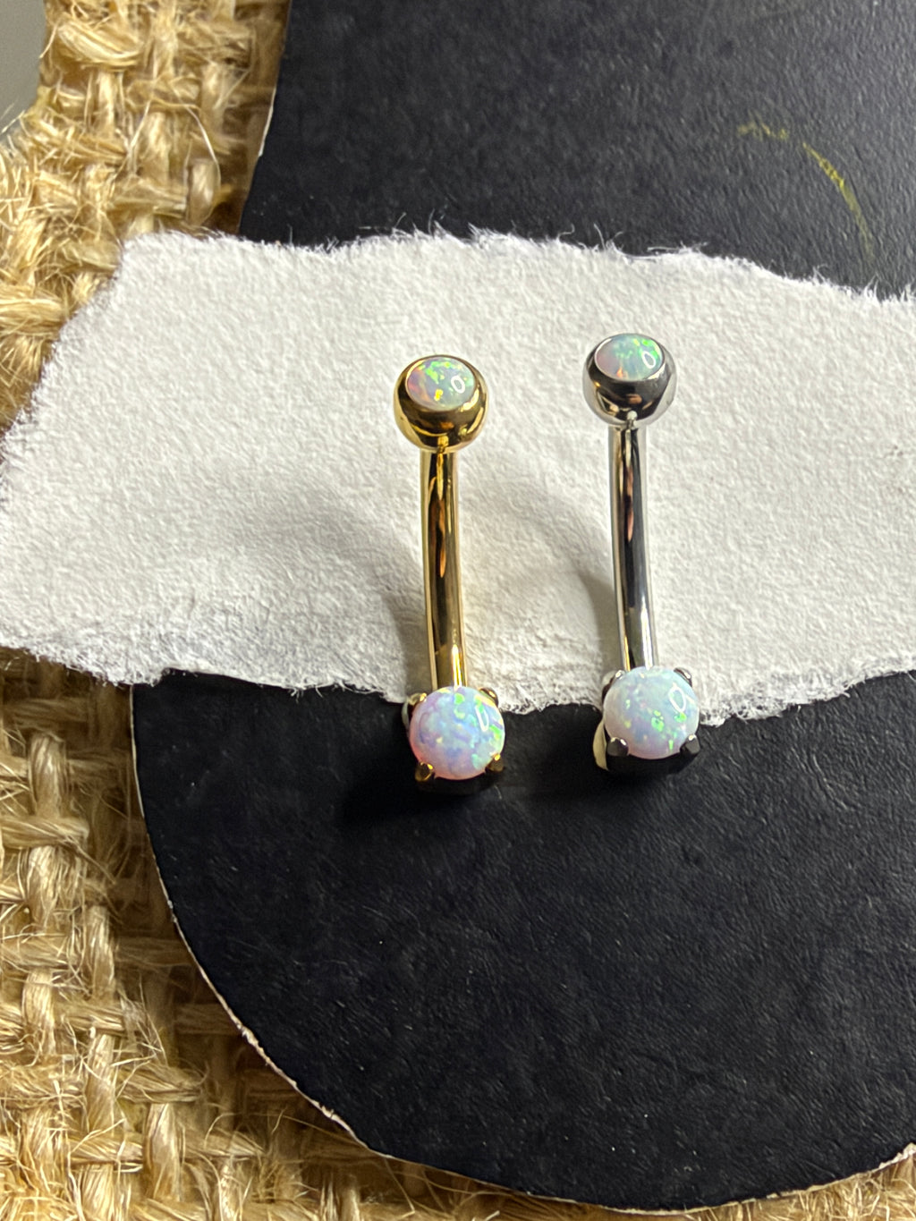 16g Flat Bottom Opal Curved Barbell