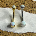 16g Flat Bottom Opal Curved Barbell
