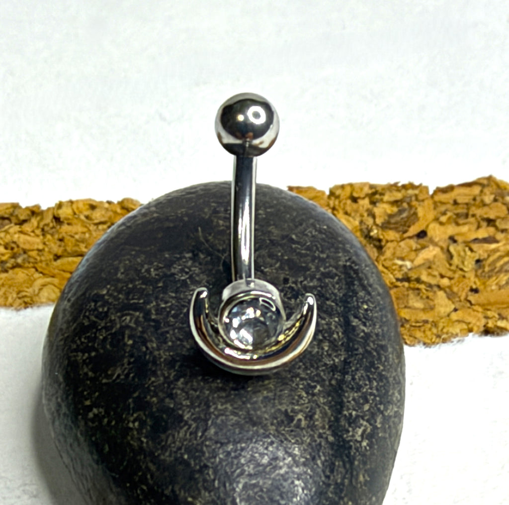 16g Steel Crescent Moon Gem Curved Barbell