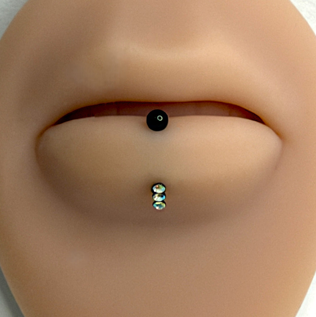 16g Black Steel Three-Stone Curved Barbell