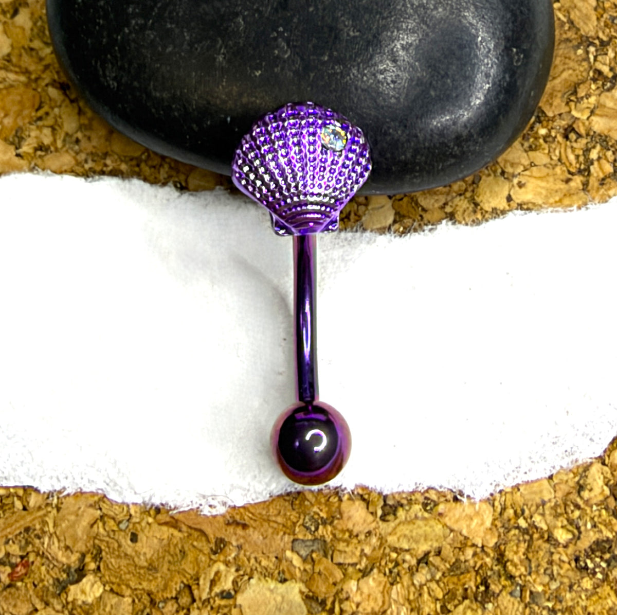 Purple Steel Seashell Curved Barbell