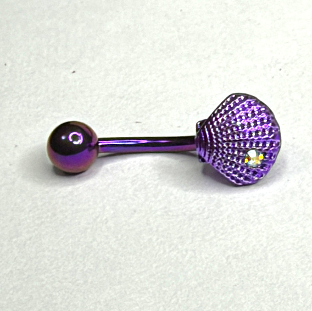 Purple Steel Seashell Curved Barbell