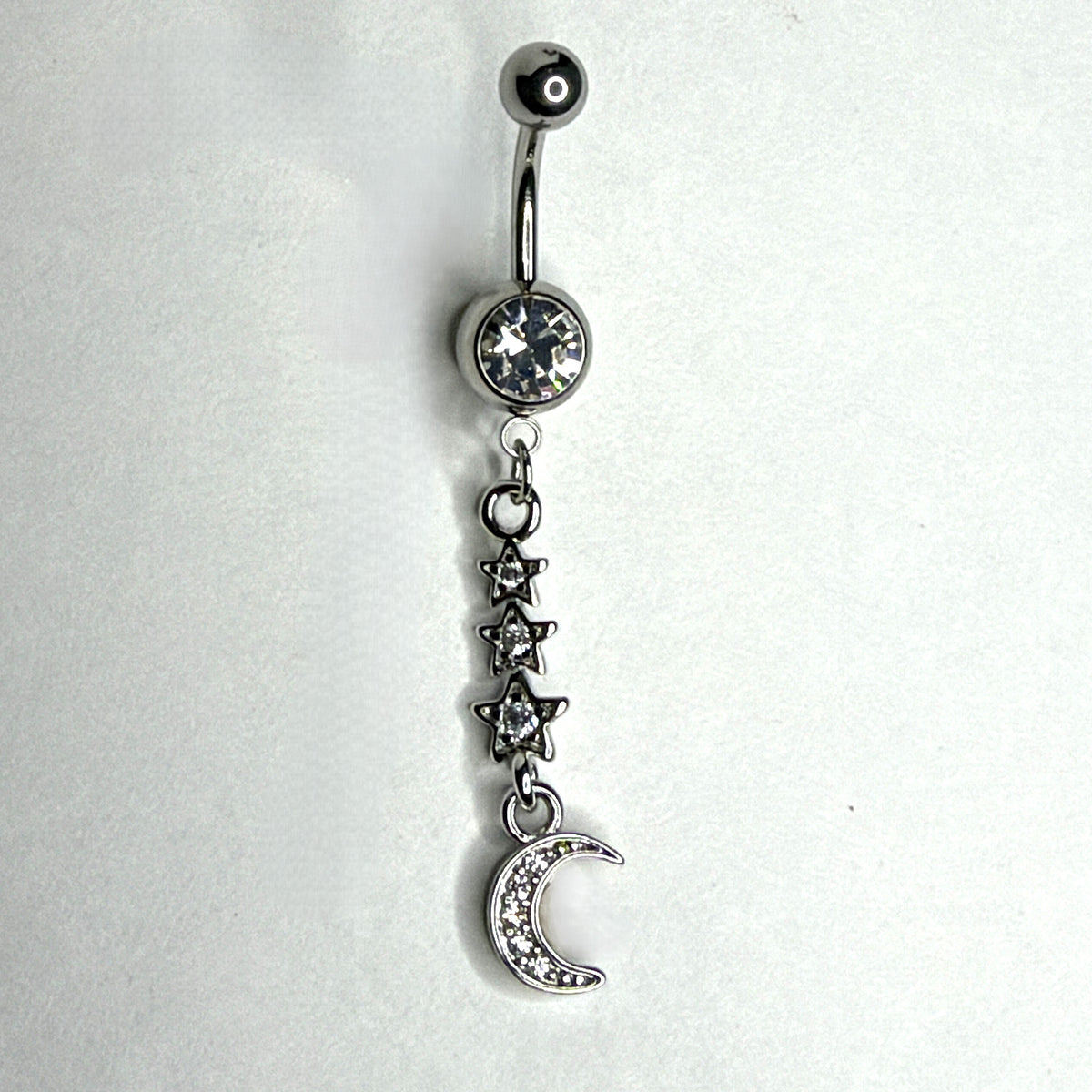 14g Surgical Steel Moon & Stars Dangle Belly Ring