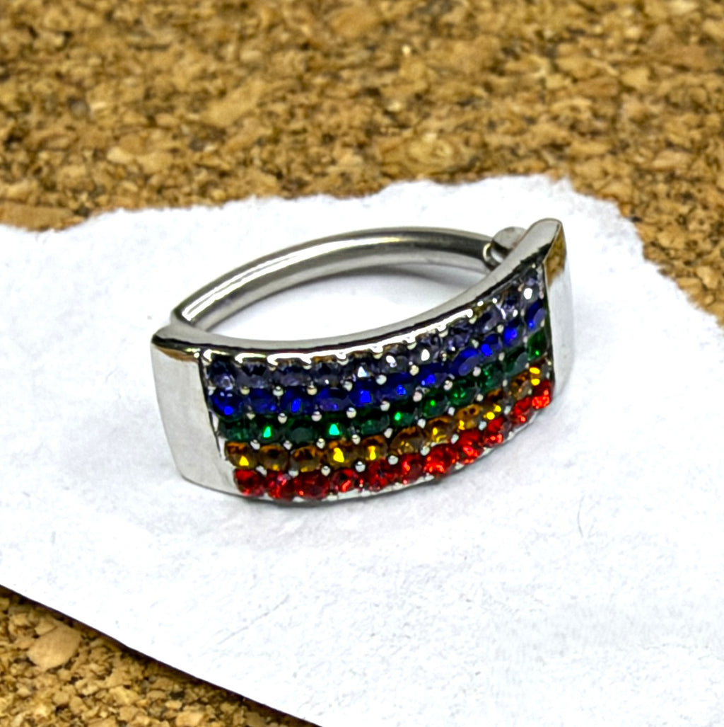 14g Steel Rainbow Crystal Belly Clicker