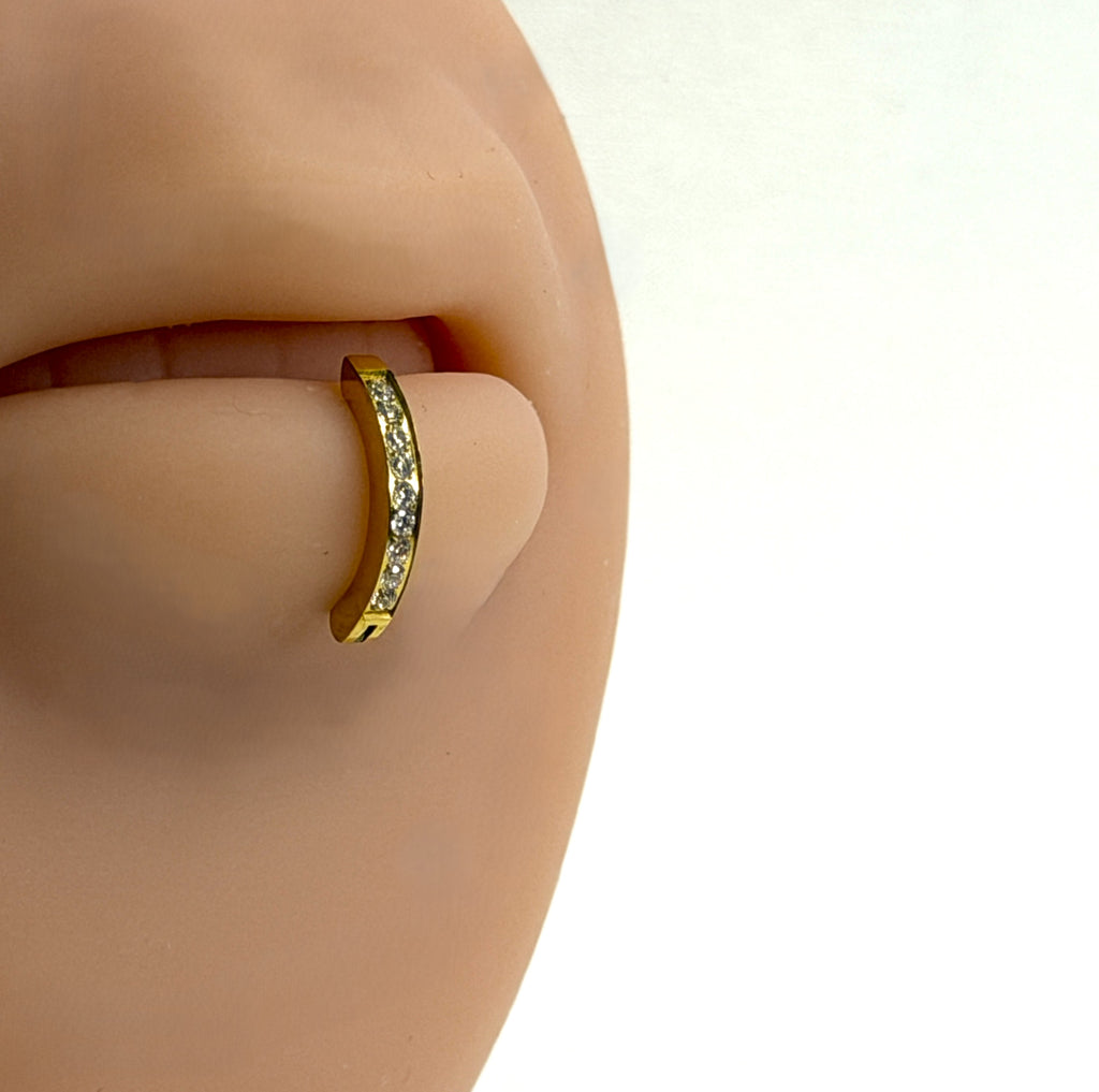 Gold and Black Titanium 16g Crystal Curved Clicker