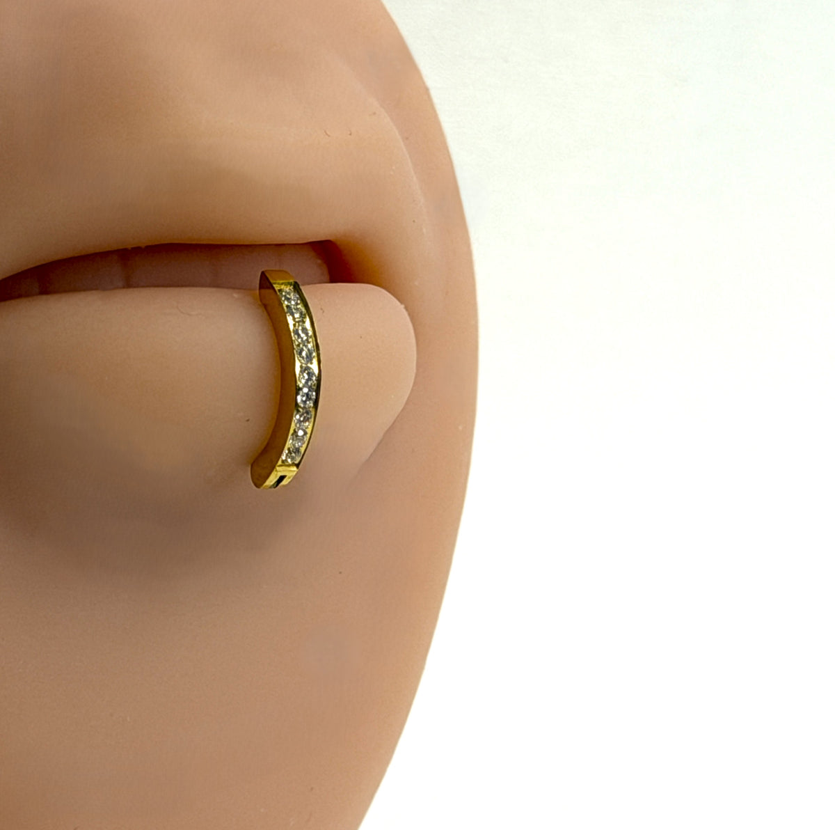 Gold and Black Titanium 16g Crystal Curved Clicker