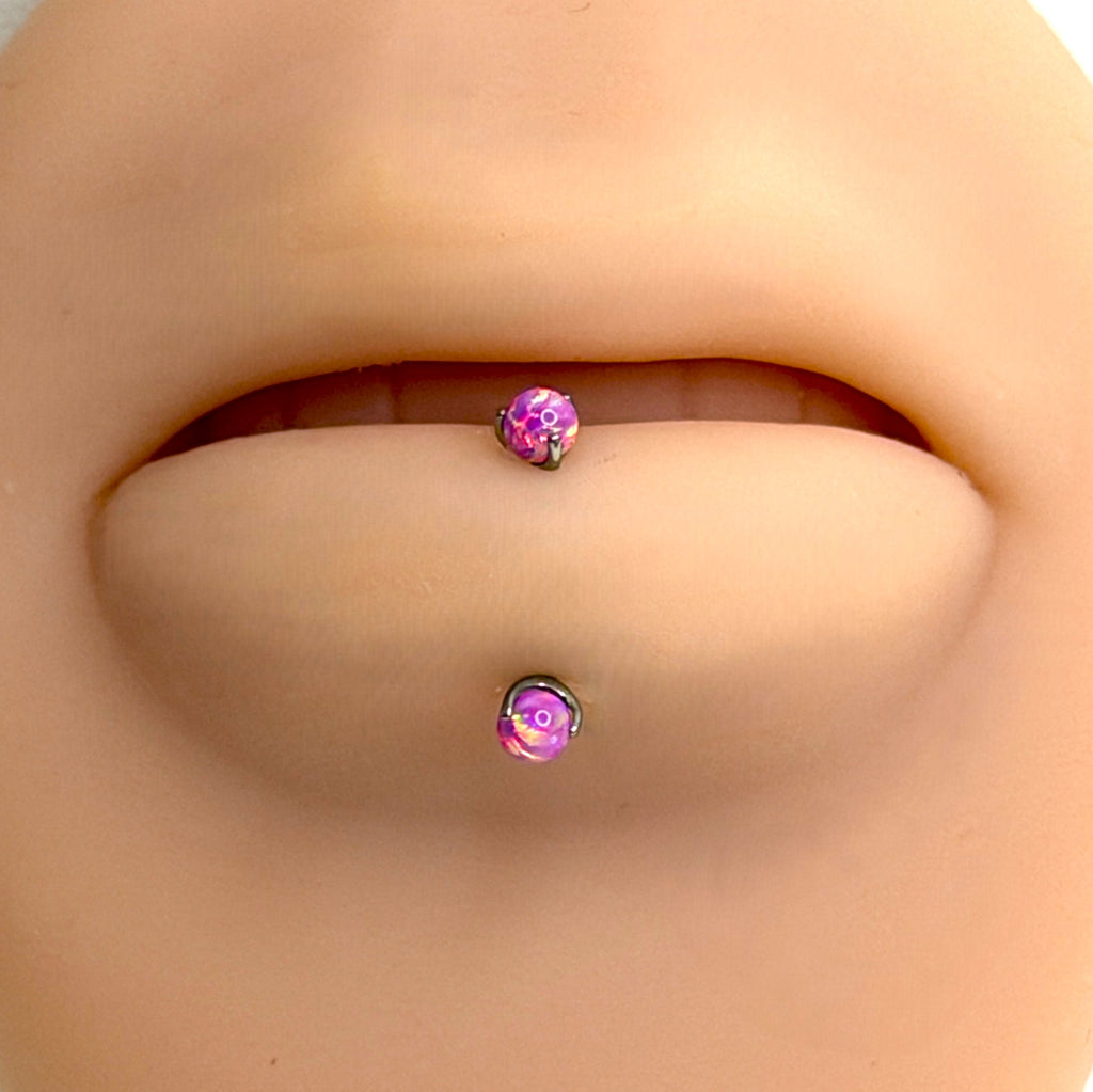 Titanium 16g Opal Claw-Set Curved Barbell