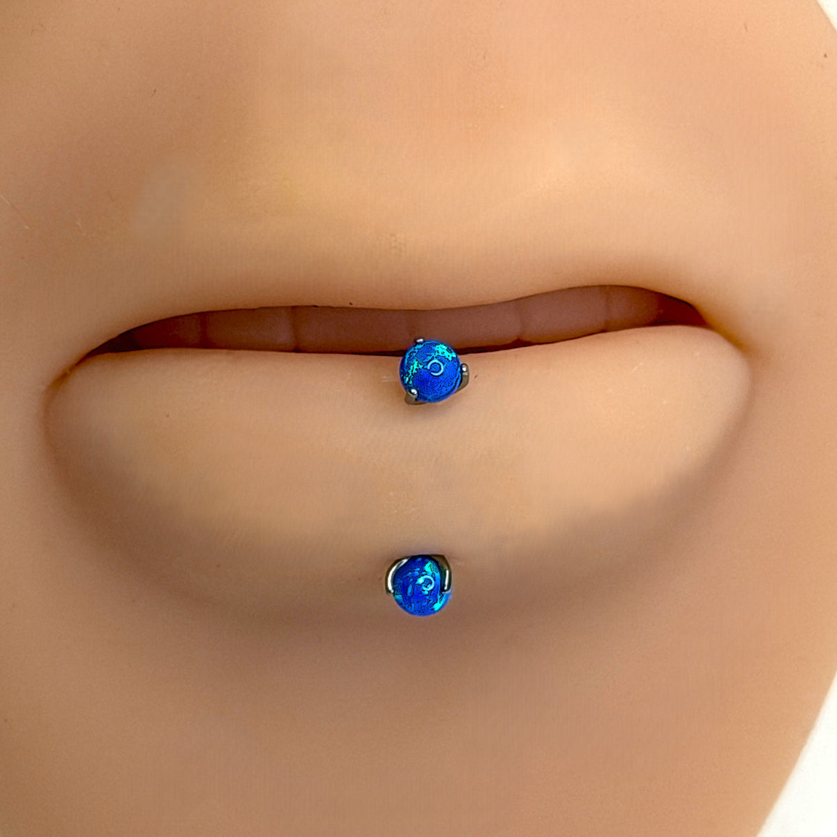 Titanium 16g Opal Claw-Set Curved Barbell