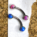 Titanium 16g Opal Claw-Set Curved Barbell